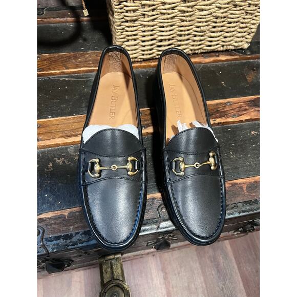 Jay Butler Millbank Bit Loafer Black Leather with Silver Tone Bit 11.5 New